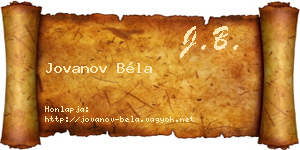 Jovanov Béla névjegykártya